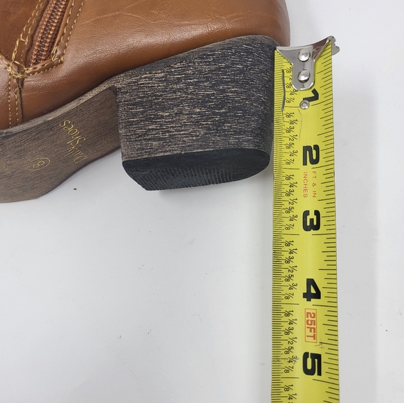 Daily Shoes Zipper Closure Harness Heeled Boots Tan Faux Suede Tan Brown Size 8 - Picture 8 of 13